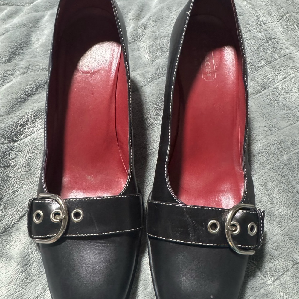 Coach Black Leather Buckle Women's Shoes